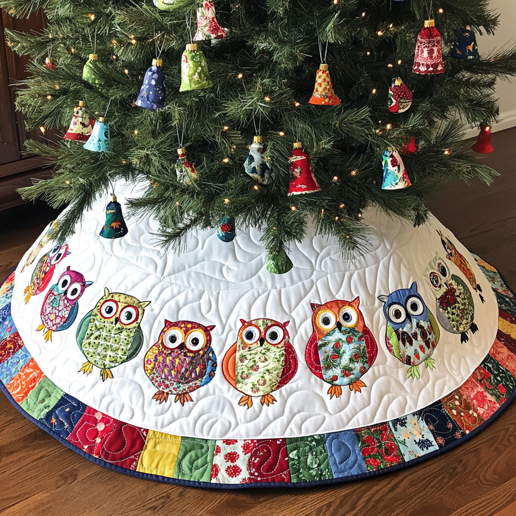 Owl DAI040924174 Quilted Tree Skirt – Alpha Quilt