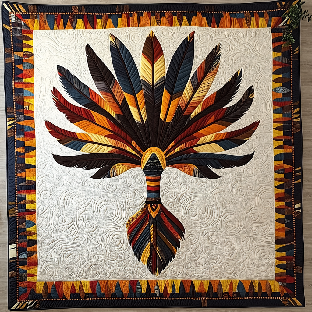 Native American Feather Fan DAI171224025 Quilt Blanket