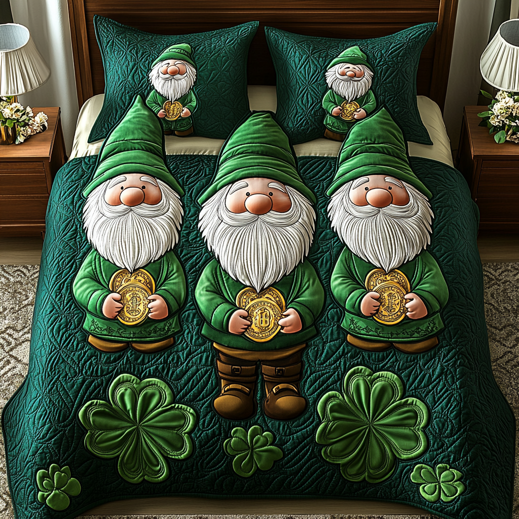 St Patrick Gnome TAI101224505 Quilt Bedding Set