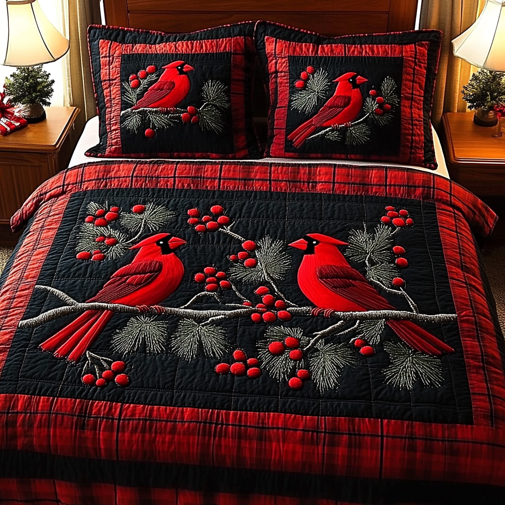 Christmas Cardinal TAI201124133 Quilt Bedding Set