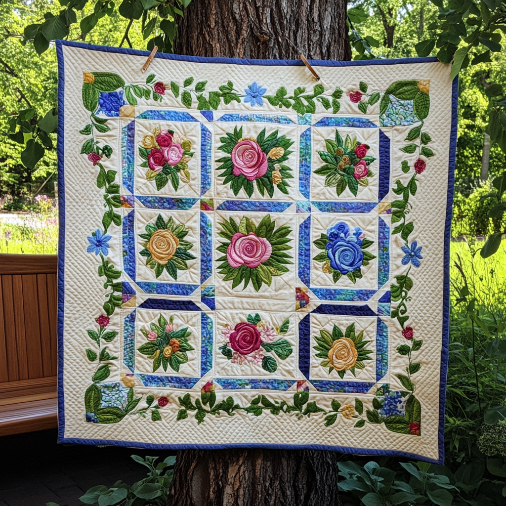 Rose Flower DAI090125259 Quilt Blanket