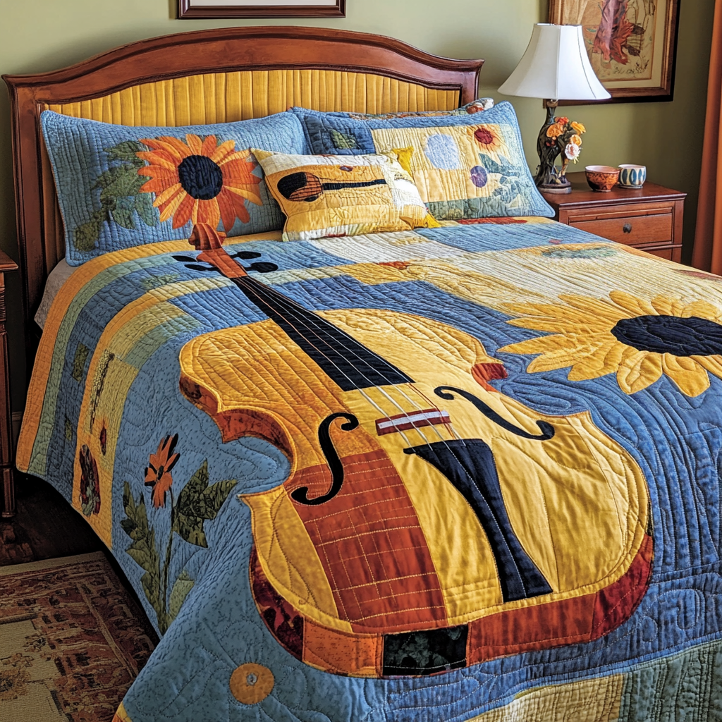 Sunflower Violin DAI281124127 Quilt Bedding Set