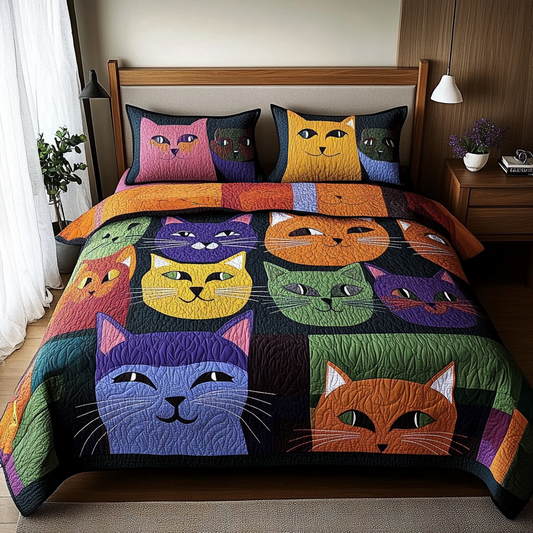 Abstract Cat TAI111124017 Quilt Bedding Set