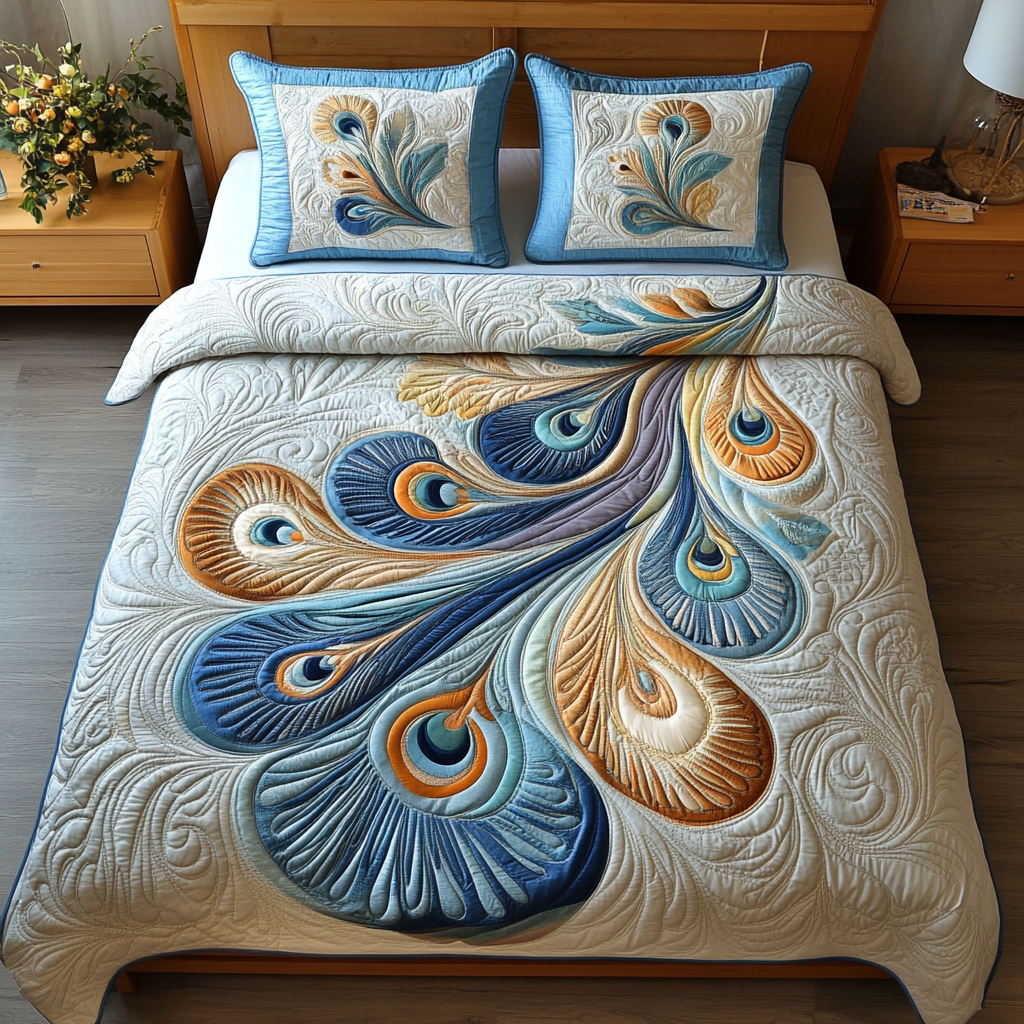 Peacock Feather DAI200125097 Quilt Bedding Set