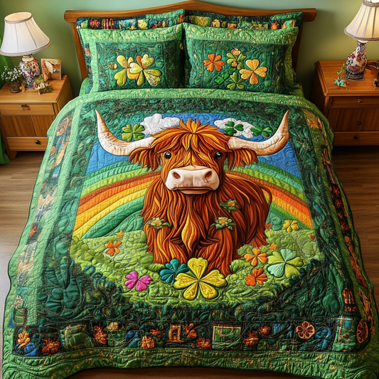 St Patrick's Day Highland Cow DAI090125045 Quilt Bedding Set