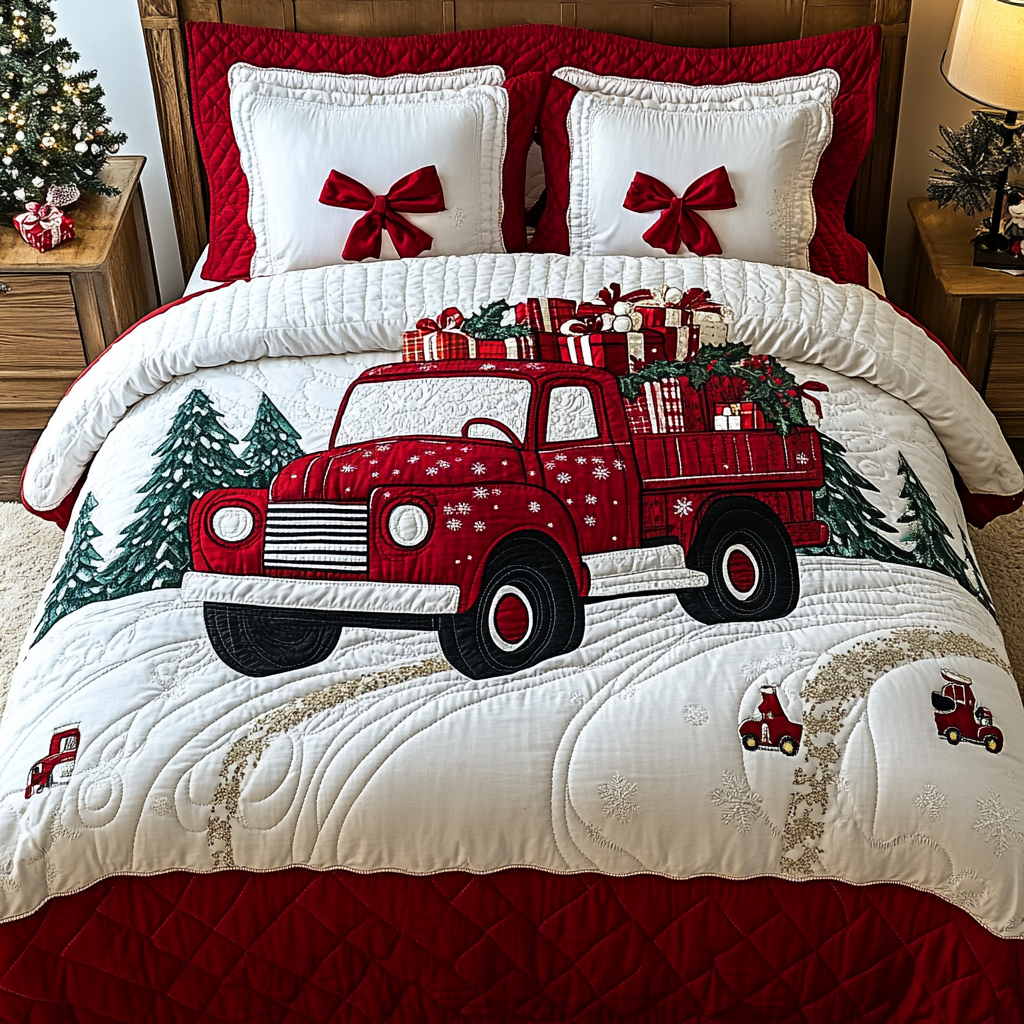 Christmas Truck TAI201124113 Quilt Bedding Set