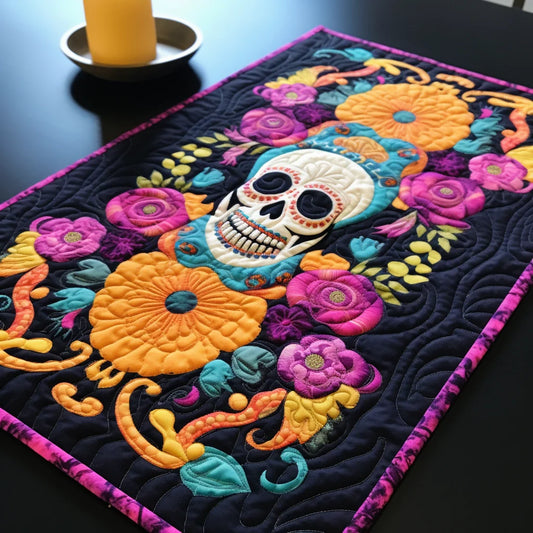 Sugar Skull TAI260224318 Quilted Table Runner