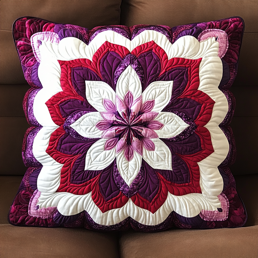 Purple Flower TAI181024396 Quilted Pillow Case