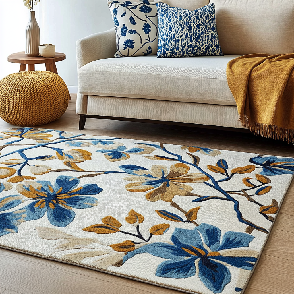 Blue Flower TAI141124521 Rug