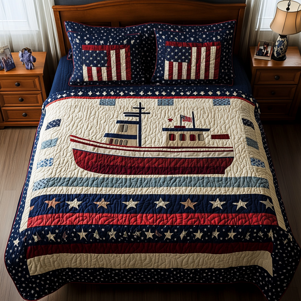 Patriotic Boat DAI280824324 Quilt Bedding Set