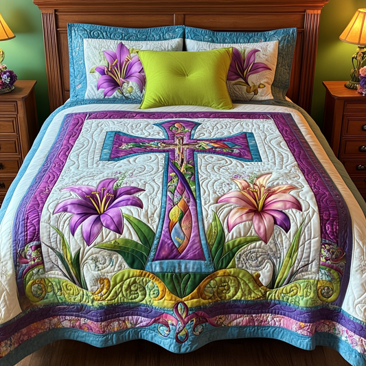 Easter Lily Cross DAI040225233 Quilt Bedding Set