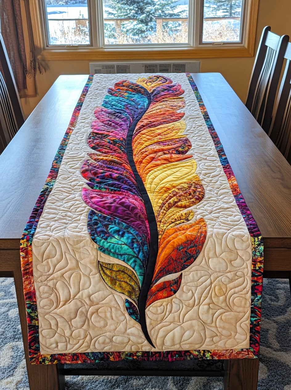 Feather DAI200125335 Quilted Table Runner – Alpha Quilt