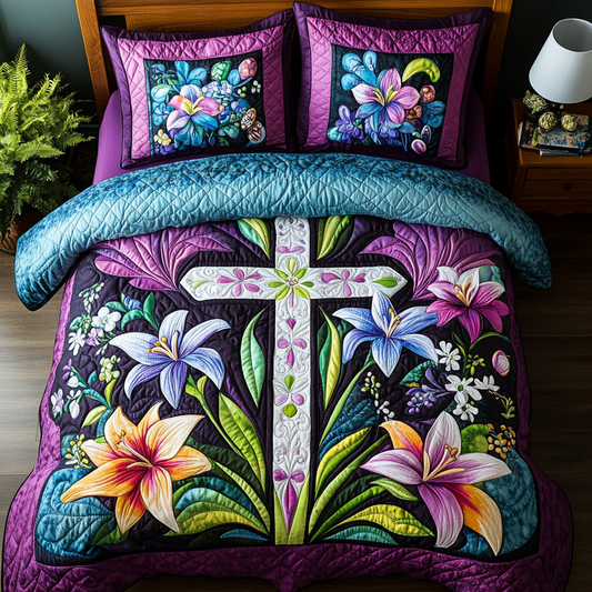 Easter Lily Cross DAI040225235 Quilt Bedding Set