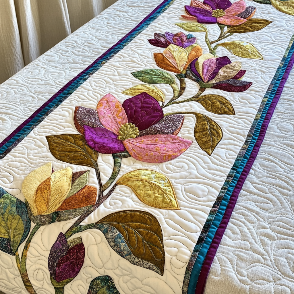 Magnolia Flower DAI040225502 Quilted Table Runner