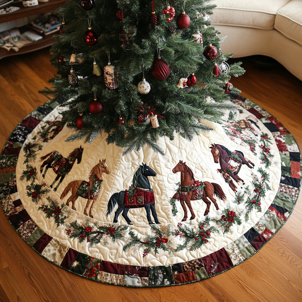 Christmas Horse TAI041024111 Quilted Tree Skirt