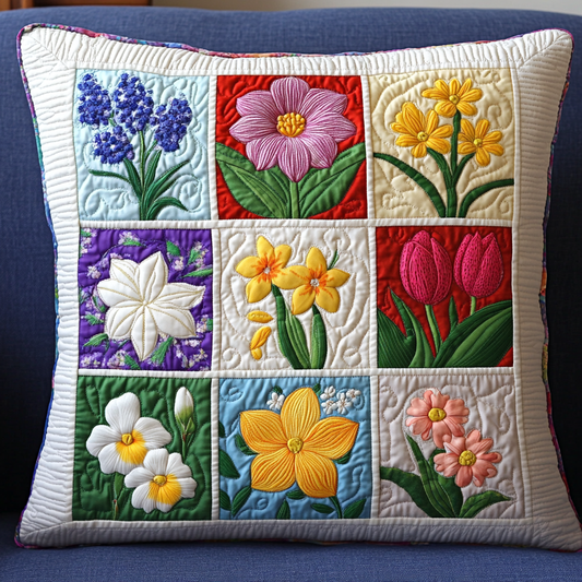 Spring Flowers DAI040225378 Quilted Pillow Case