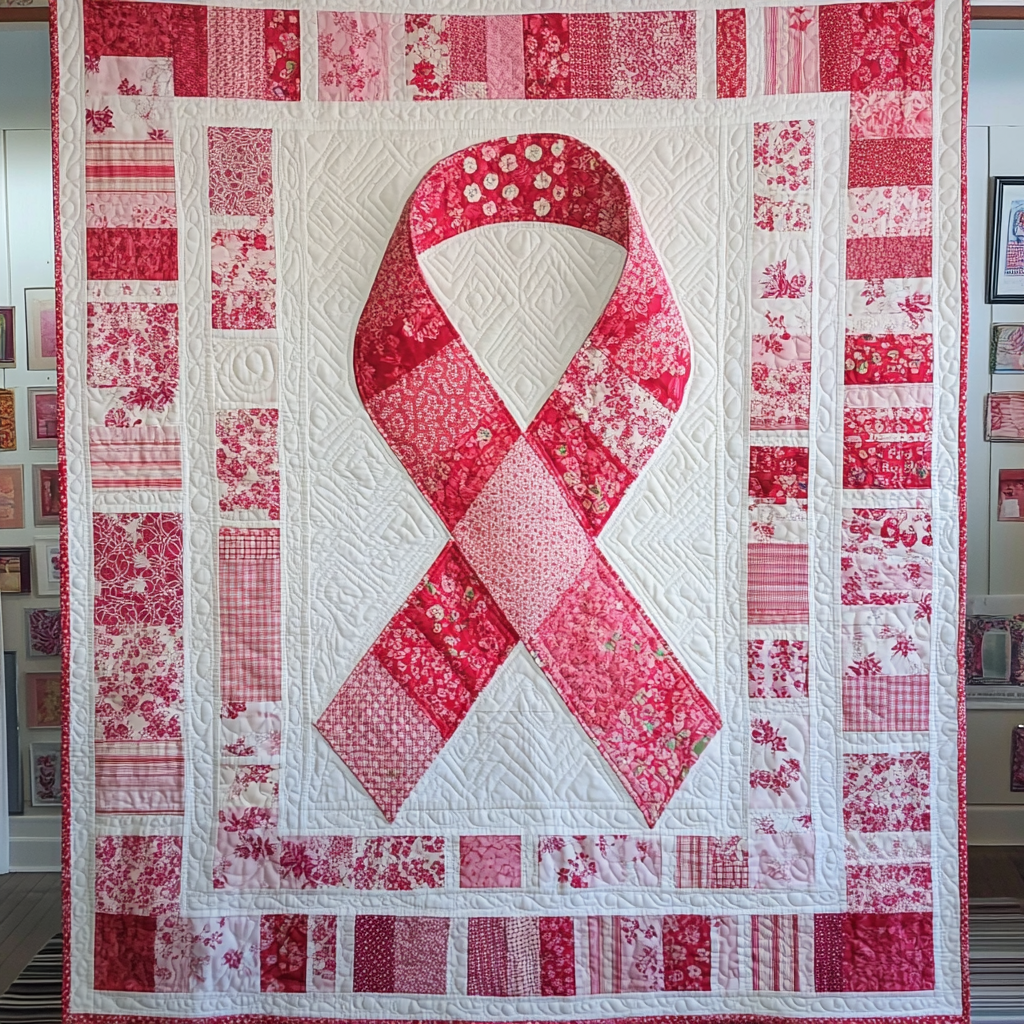 Breast Cancer Ribbon TAI101224147 Quilt Blanket – Alpha Quilt