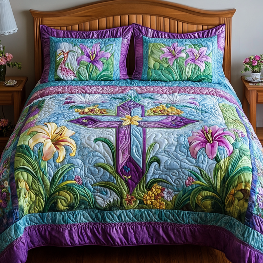 Easter Lily Cross DAI040225231 Quilt Bedding Set