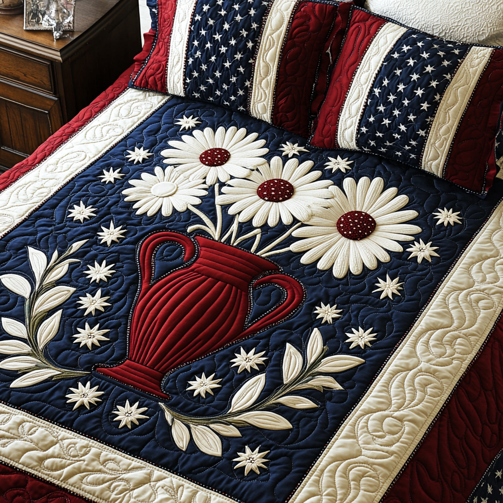 Patriotic Daisy Flower DAI200125055 Quilt Bedding Set