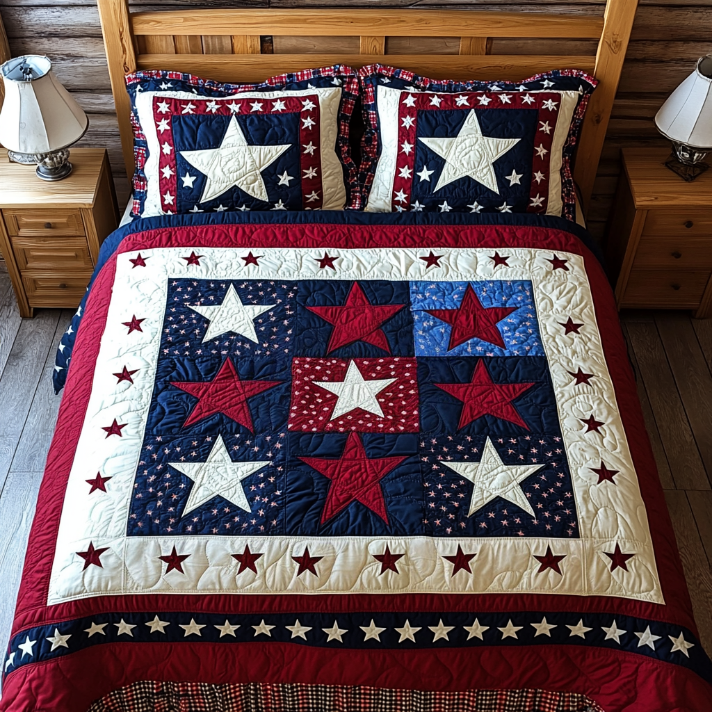 Patriotic Star DAI040225204 Quilt Bedding Set