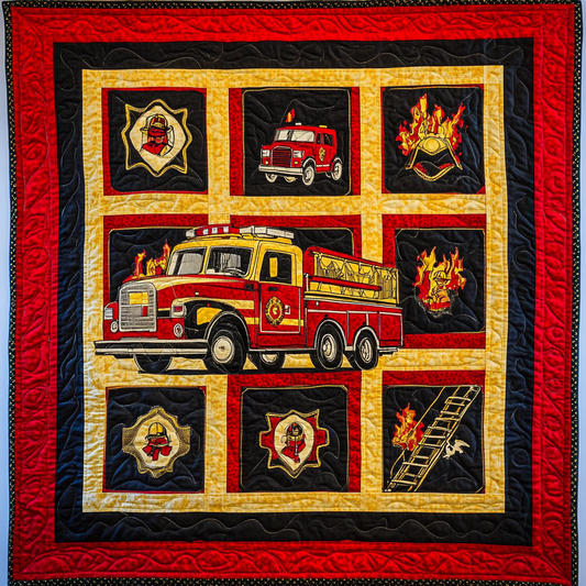 Firefighter Truck TAI101224213 Quilt Blanket