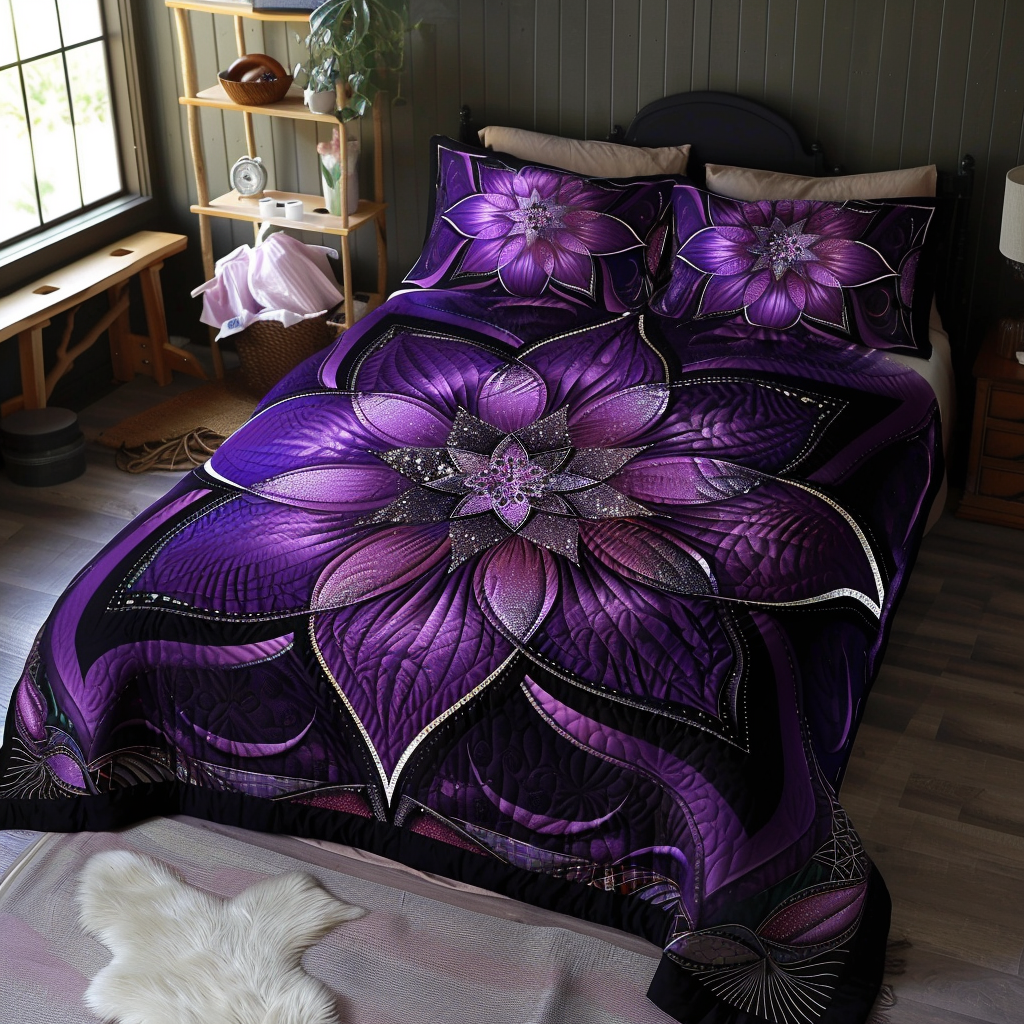 Purple Flower TAI170724025 Quilt Bedding Set