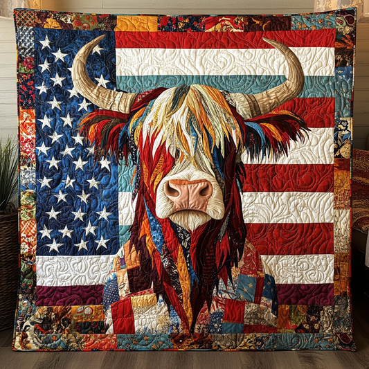 Patriotic Highland Cow DAI200125179 Quilt Blanket