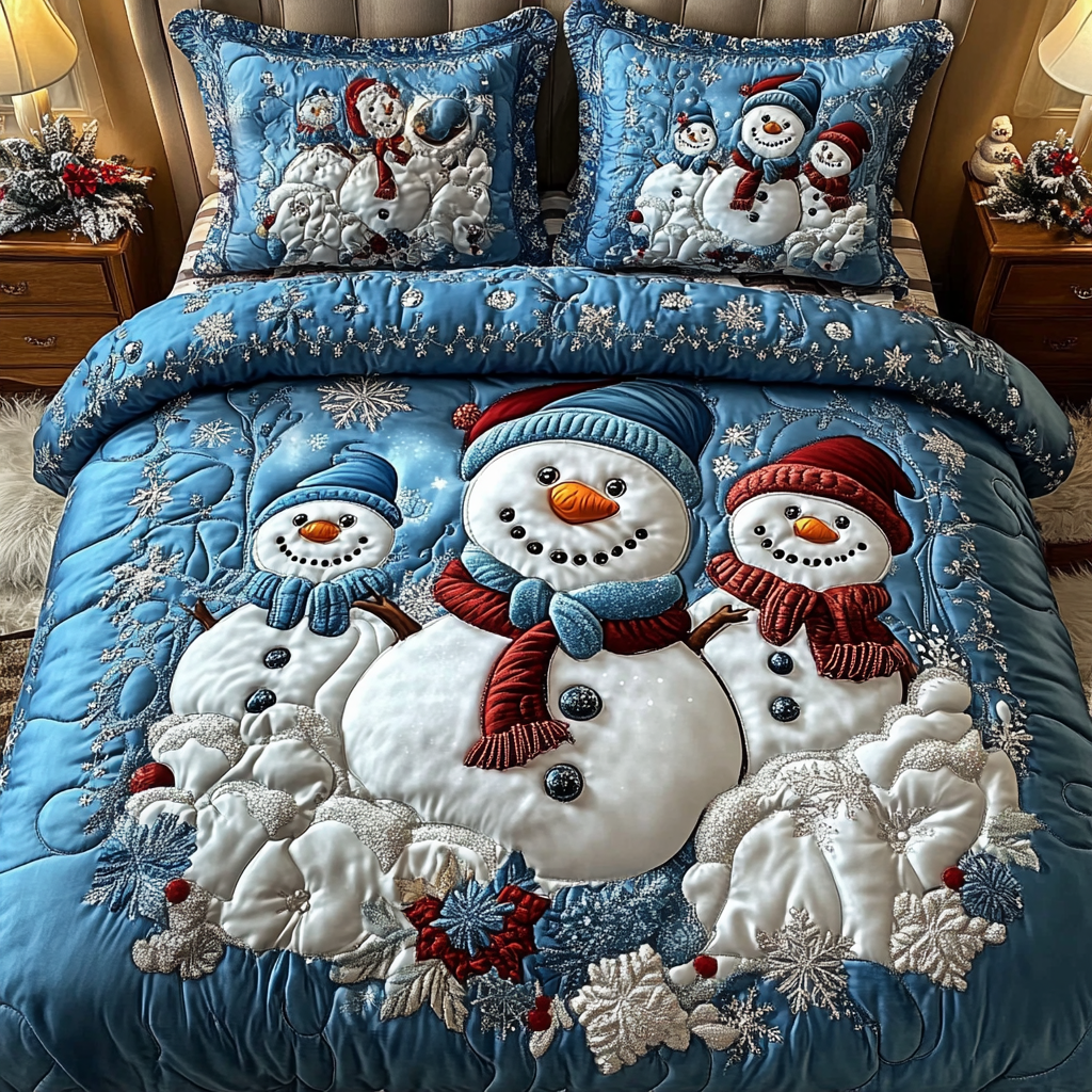 Christmas Snowman TAI101224519 Quilt Bedding Set