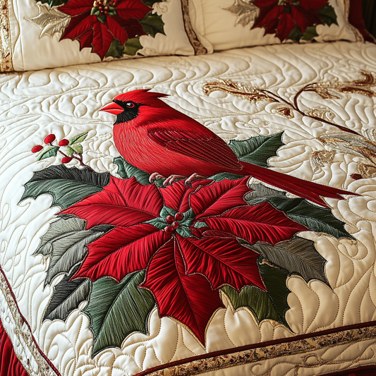 Christmas Cardinal TAI141124156 Quilt Bedding Set