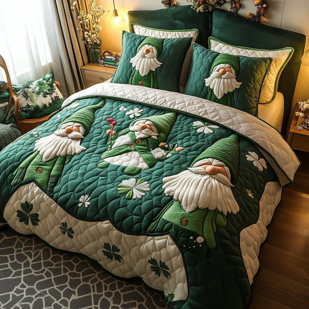 St Patrick's Day Gnome DAI051224099 Quilt Bedding Set