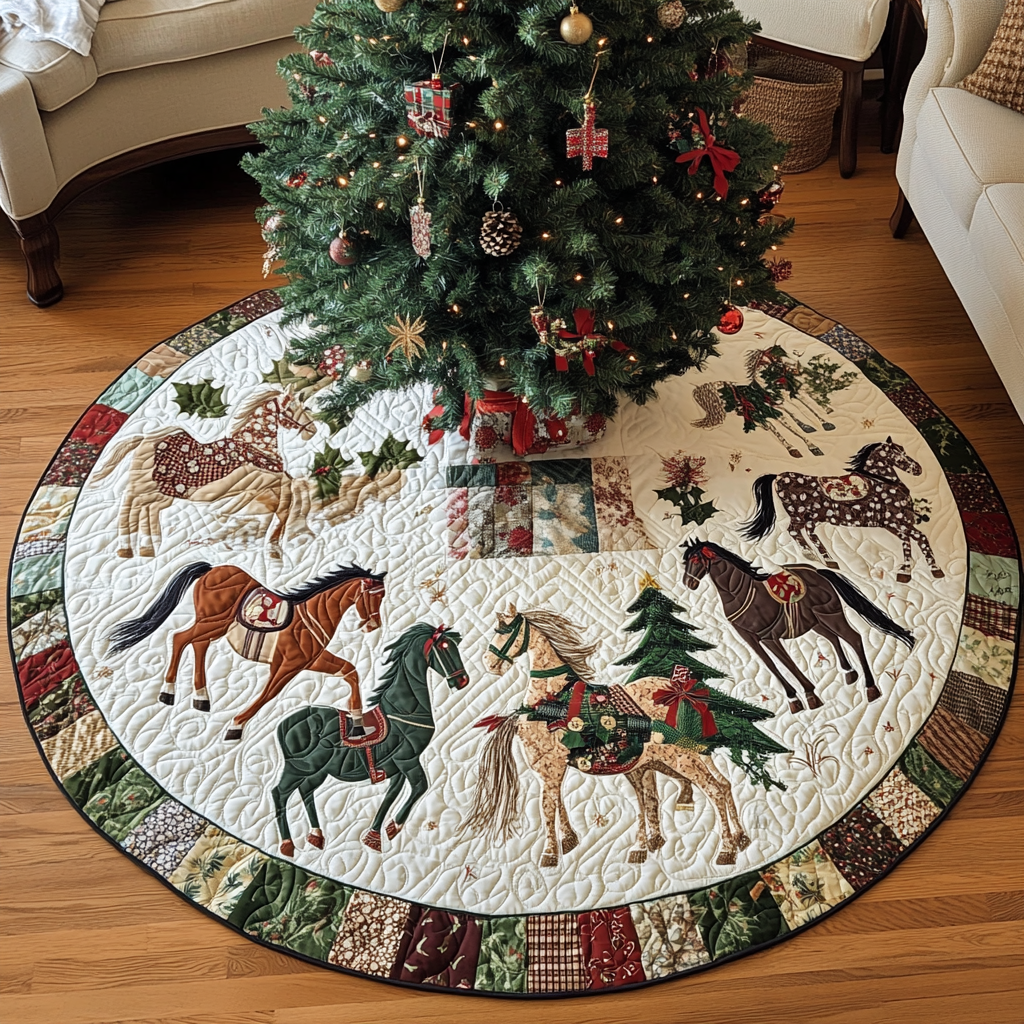 Christmas Horse TAI041024104 Quilted Tree Skirt