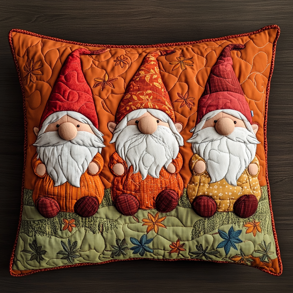 Autumn Gnome DAI26102421 Quilted Pillow Case