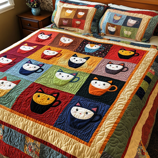 Cats In Cups DAI150125175 Quilt Bedding Set