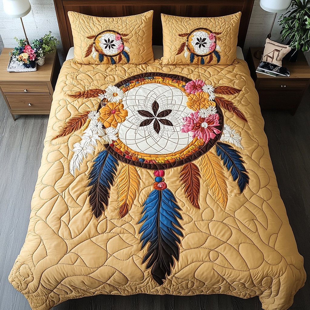 Flower Dreamcatcher DAI040225281 Quilt Bedding Set