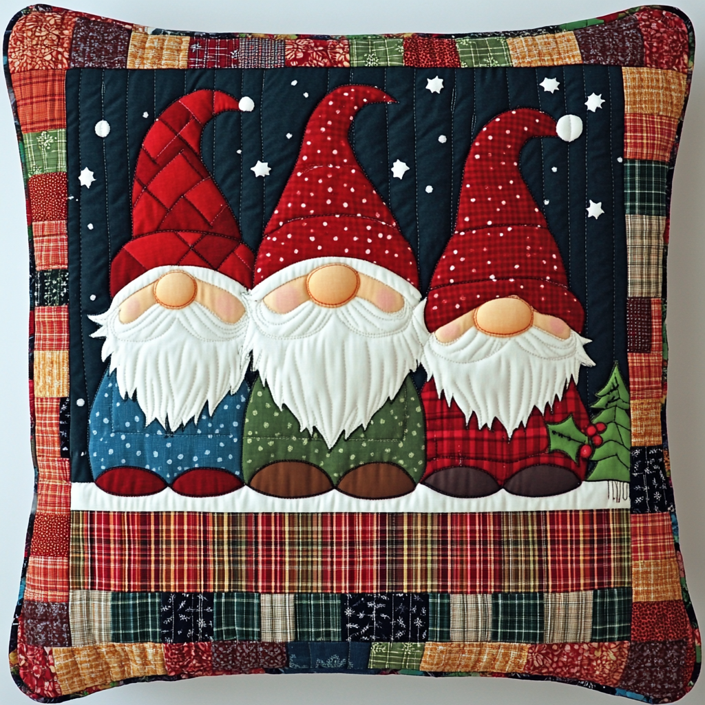 Christmas Gnome TAI181024512 Quilted Pillow Case