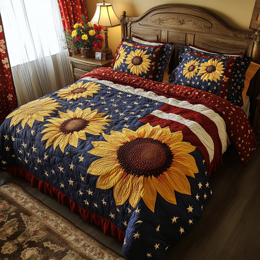 Patriotic Sunflower TAI041024574 Quilt Bedding Set