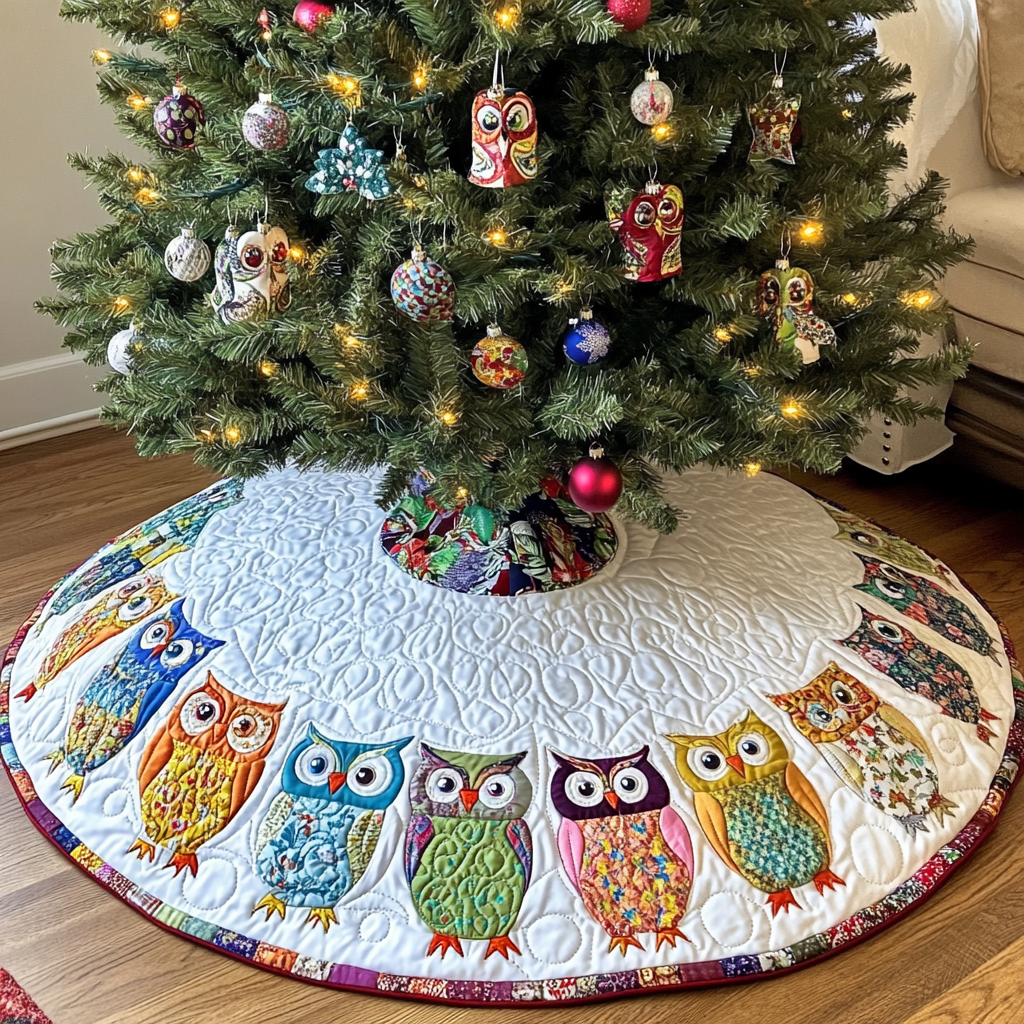 Owl DAI040924172 Quilted Tree Skirt – Alpha Quilt