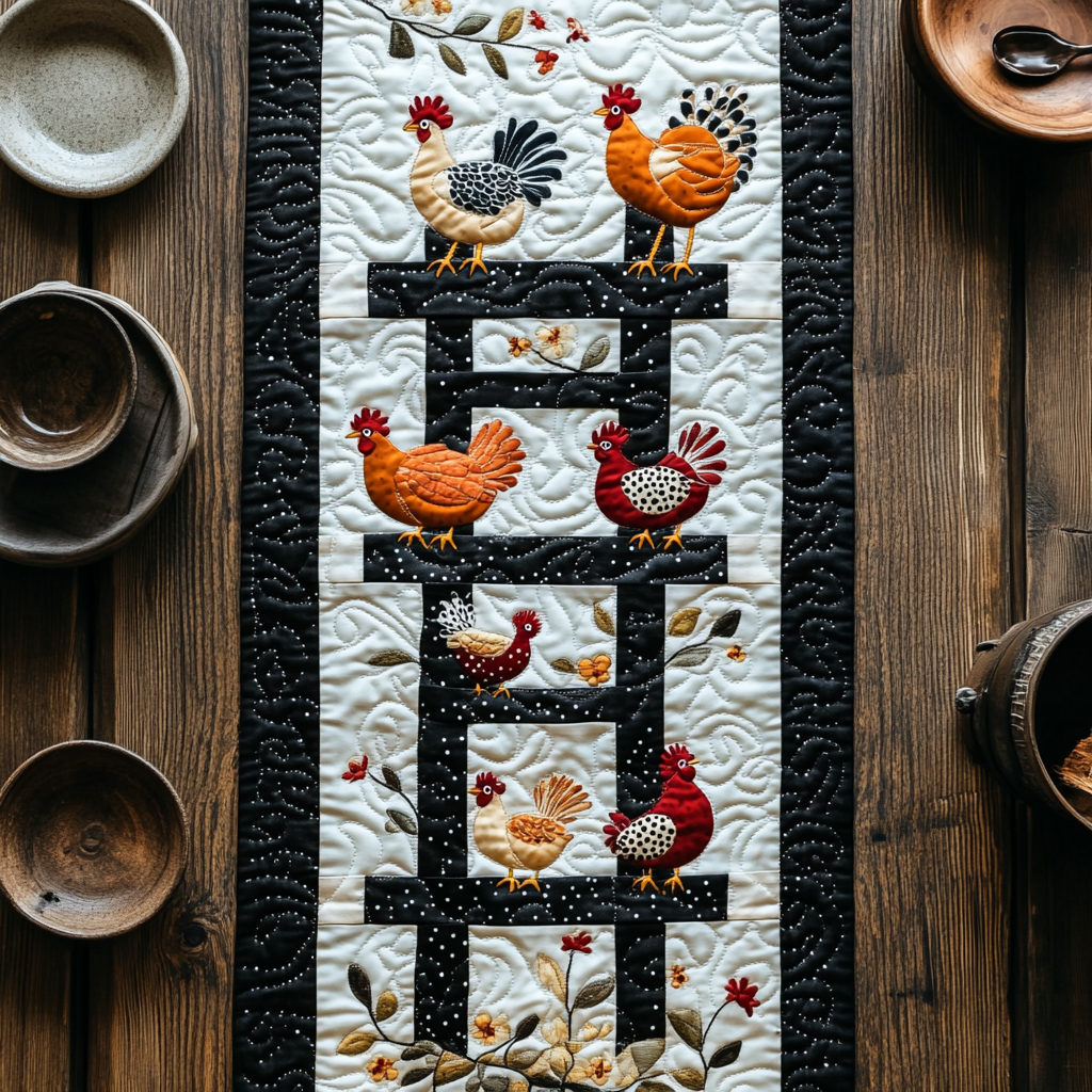 Chicken TAI041024366 Quilted Table Runner