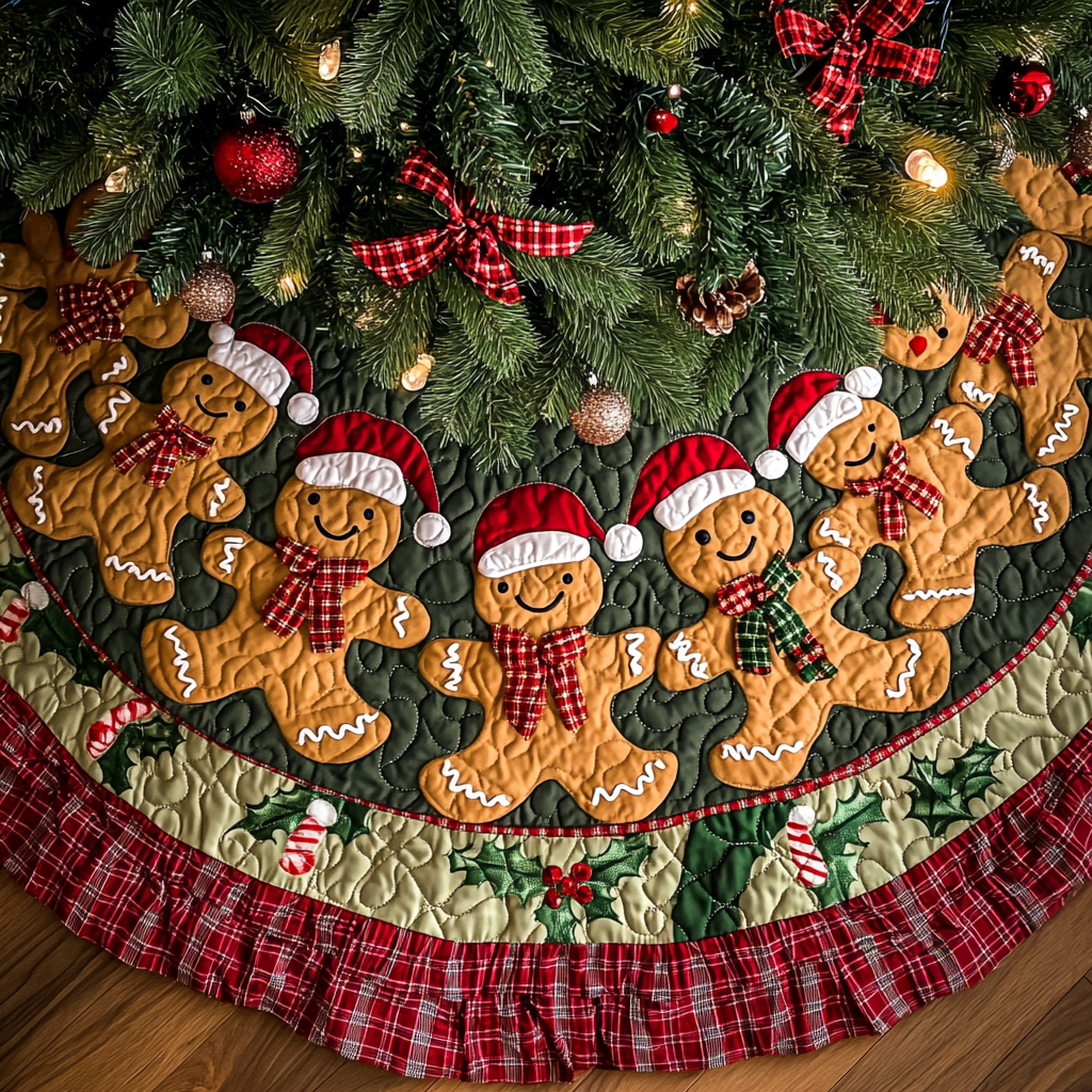 Christmas Gingerbread Men TAI041024161 Quilted Tree Skirt