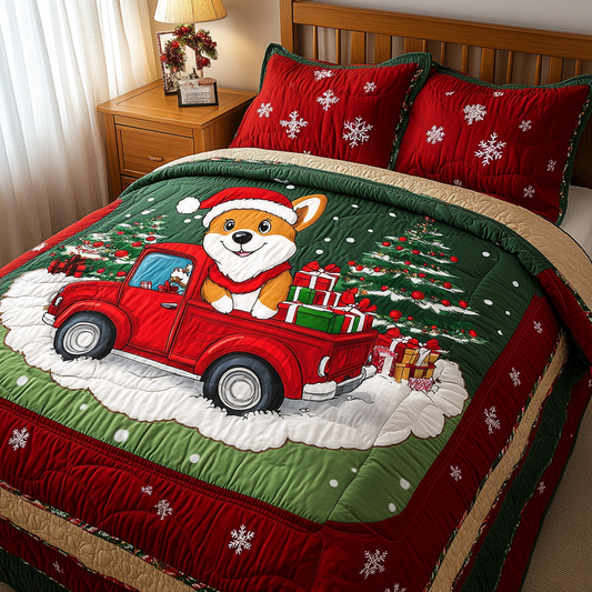 Christmas Corgi TAI111124089 Quilt Bedding Set