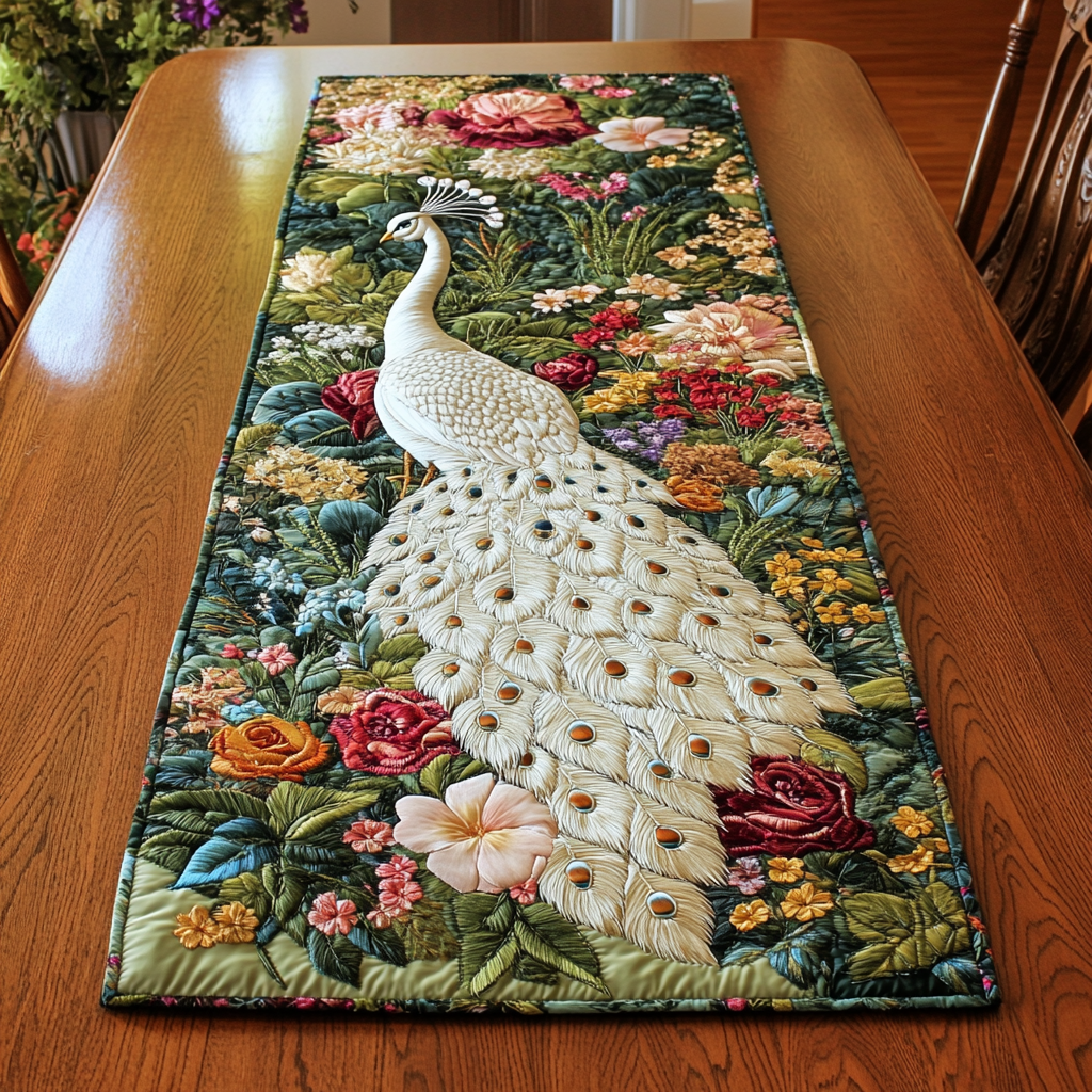 Peacock DAI040225495 Quilted Table Runner