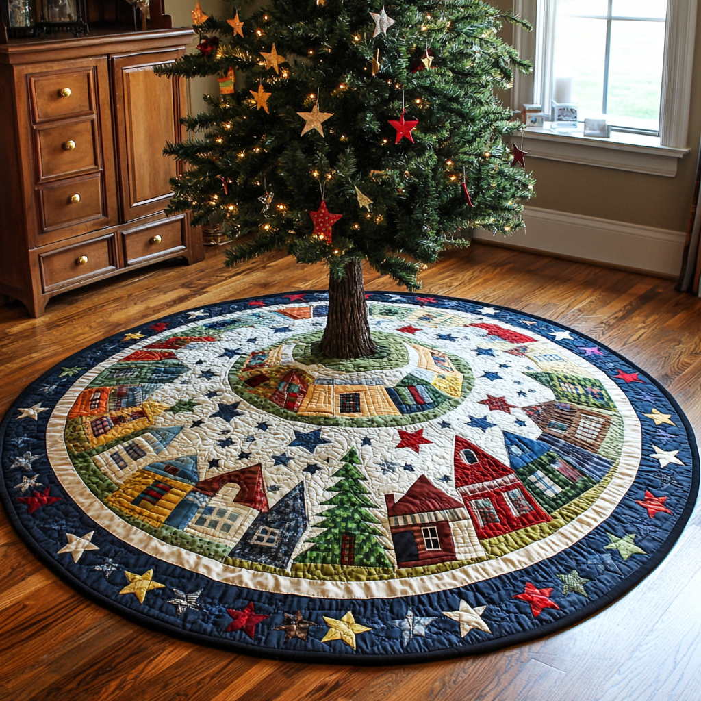 Christmas Houses DAI040924100 Quilted Tree Skirt