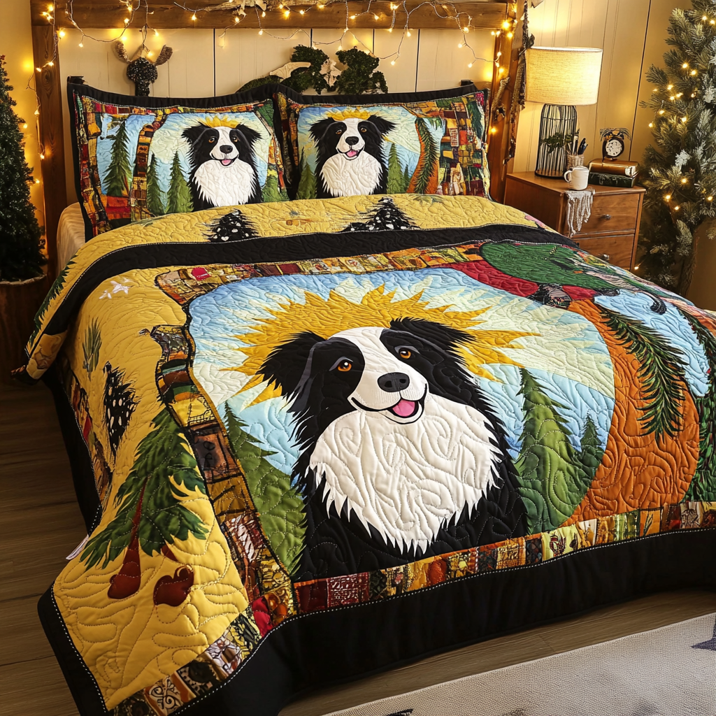 Border Collie TAI181024380 Quilt Bedding Set