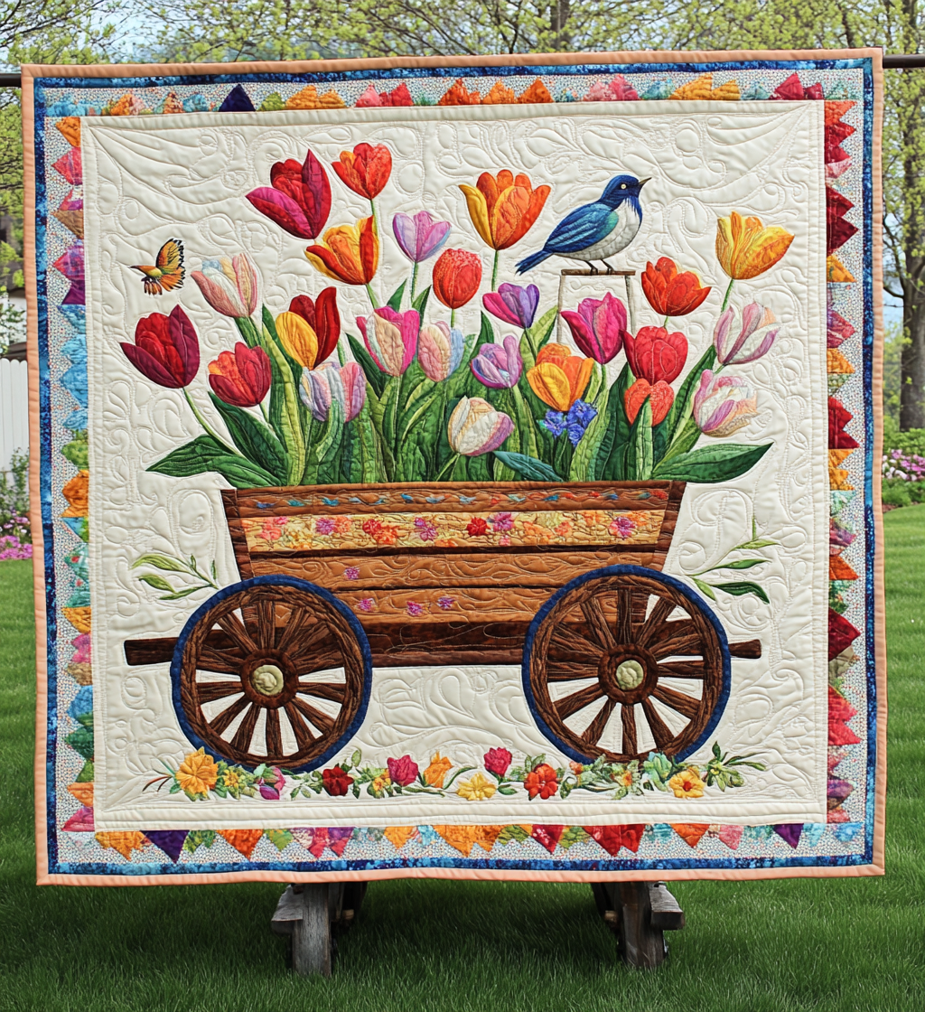 Tulip Wagon DAI110225034 Quilt Blanket