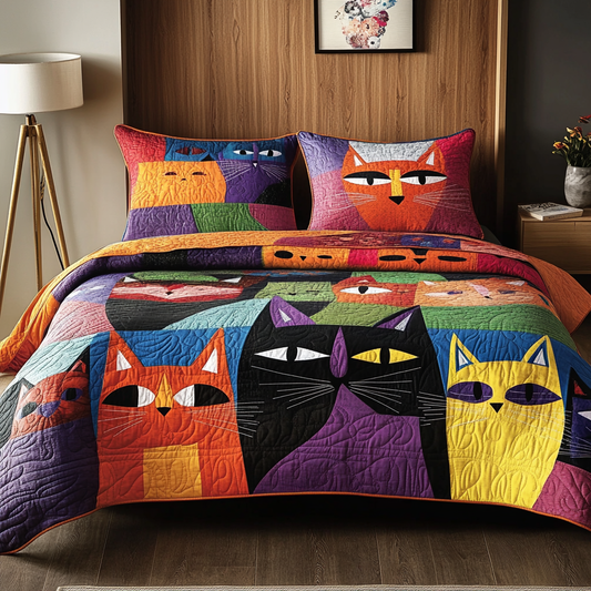 Abstract Cat TAI111124021 Quilt Bedding Set