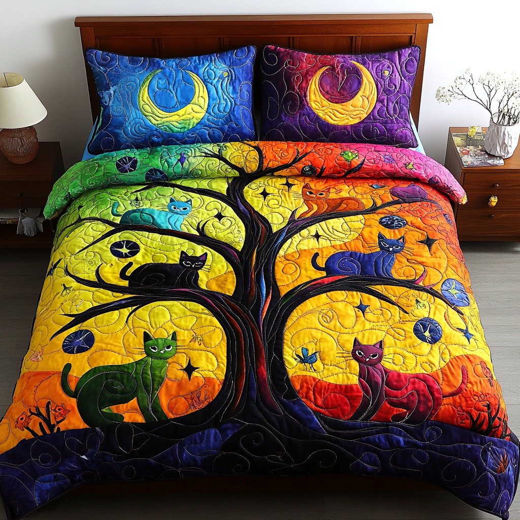 Cats On The Tree DAI040225260 Quilt Bedding Set