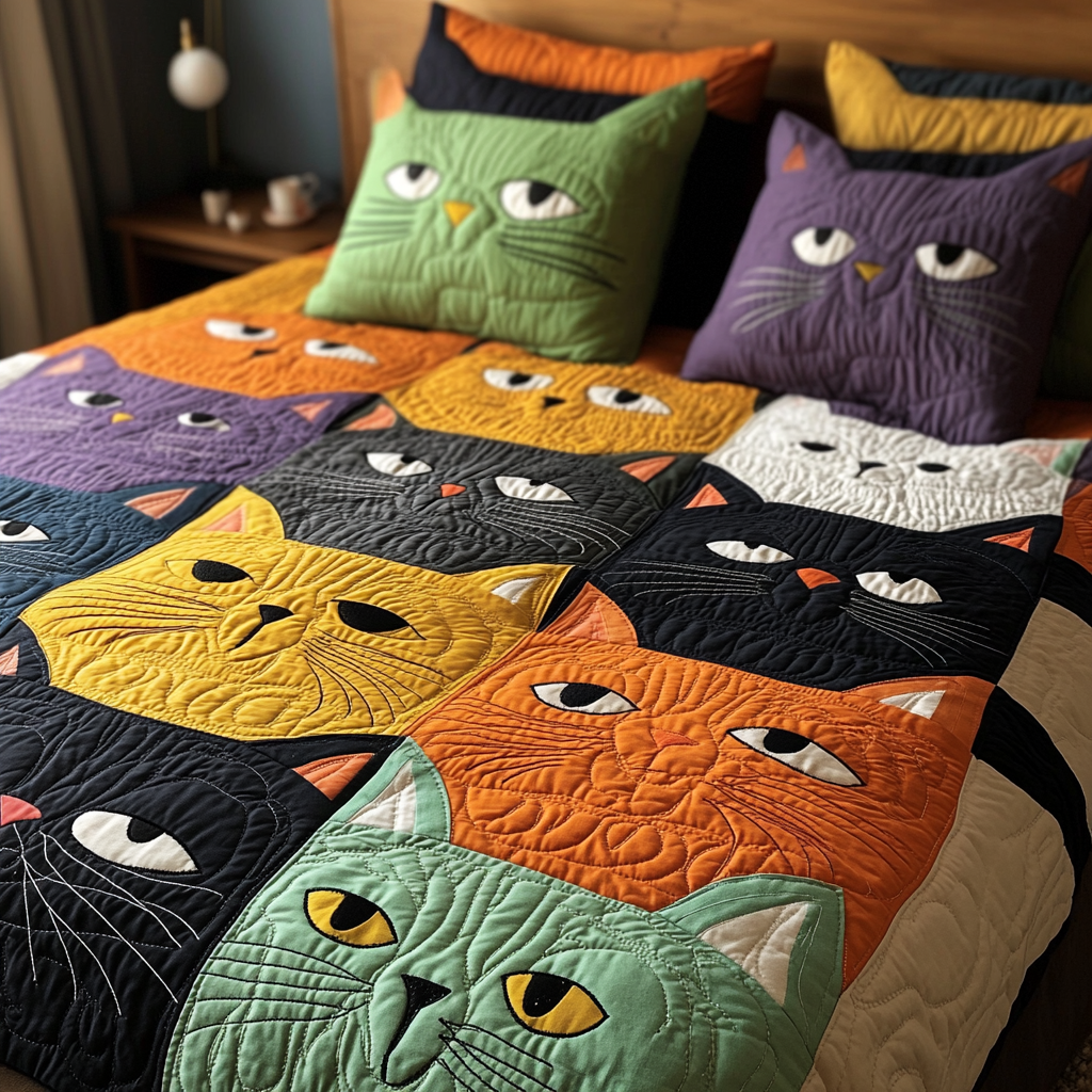 Cat TAI041124310 Quilt Bedding Set