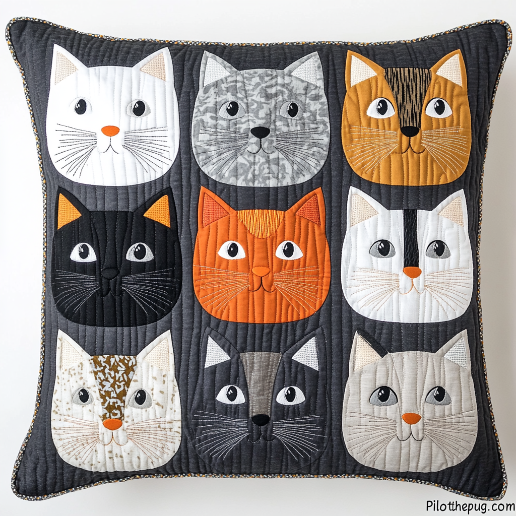 Cat TAI041124559 Quilted Pillow Case