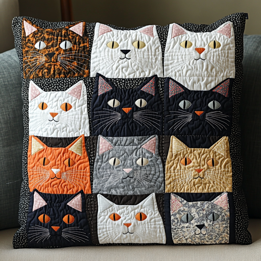 Cat TAI041124567 Quilted Pillow Case