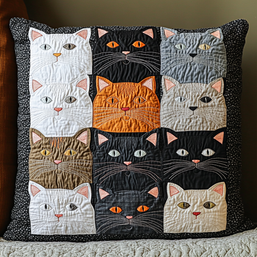 Cat TAI041124568 Quilted Pillow Case